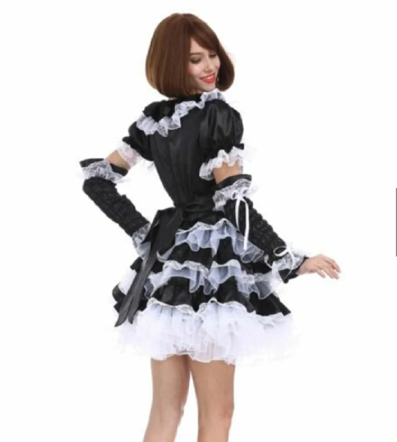 Шикарное черное закрывающееся пушистое платье для косплея девушки |