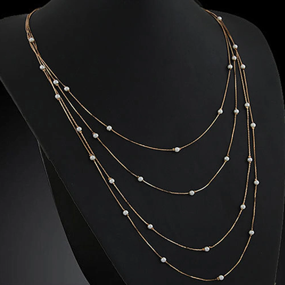 Элегантный женский аксессуар многослойное дизайнерское длинное ожерелье с