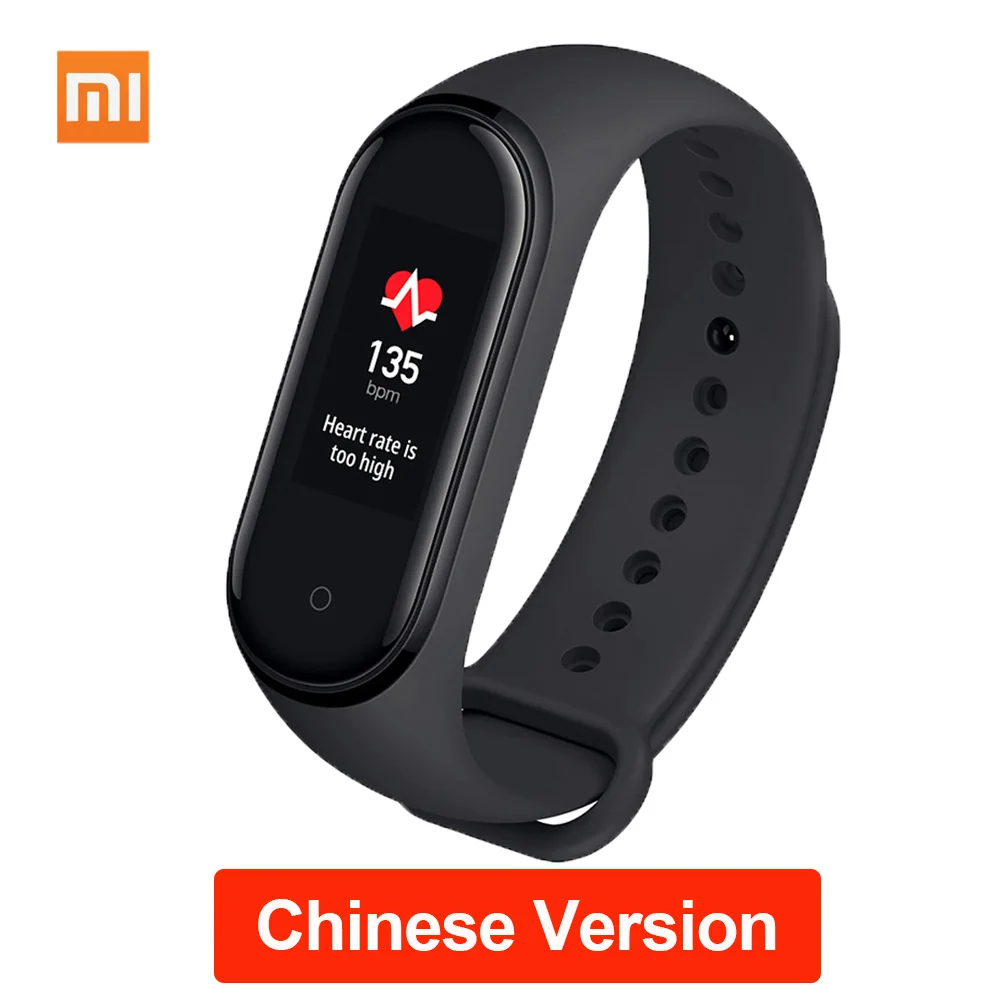 CN Black Xiaomi mi-браслет 4 музыкальный фитнес-браслет трекер сердечного ритма Смарт-часы 0,9" AMOLED экран Bluetooth 5,0 mi Band 4 - Цвет: CN Black