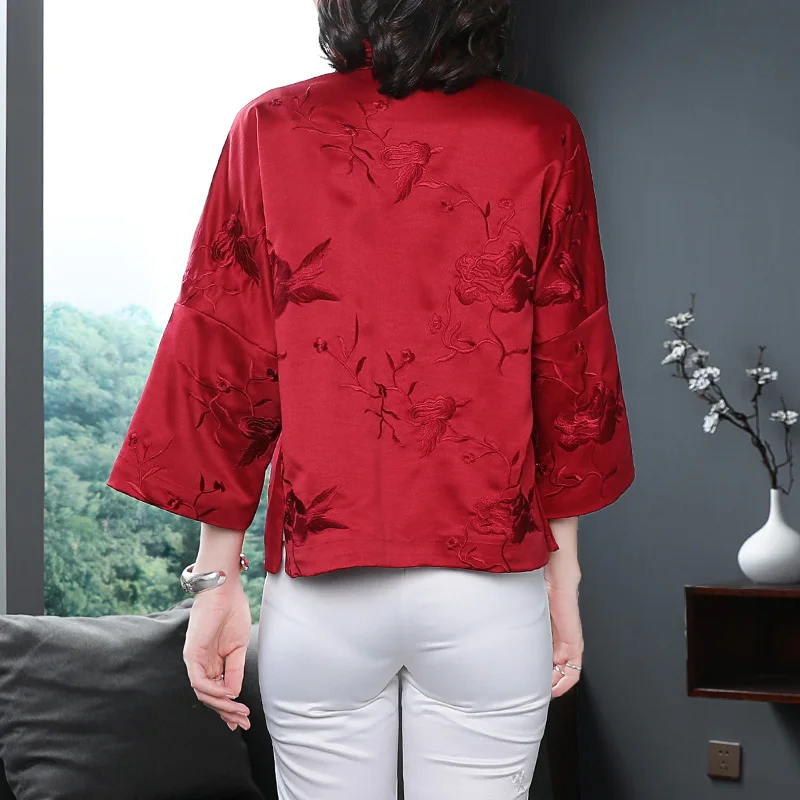 2021 китайские традиционные куртки рубашки вышивка cheongsam стиль топ блузка Ретро