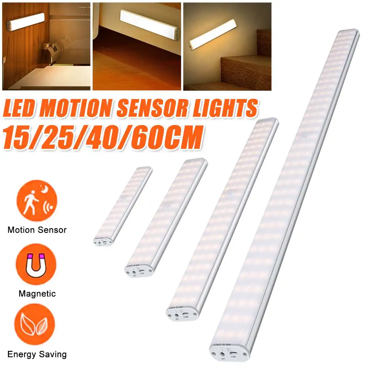 

Smart Light Motion Sensor LED Night Light Bedside Lamp Magnetic Adsorption Kitchen Cabinet Wardrobe Lamp Wireless Night Light