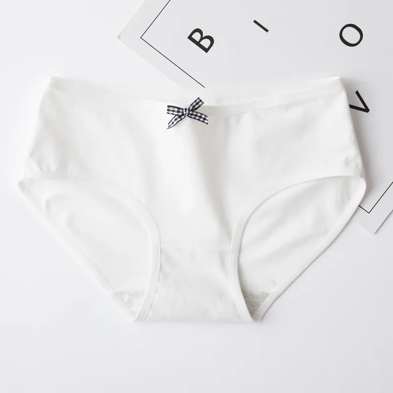 

Special Offer Ladies Cotton Underwear Mid-Waist Simple Girl Pure Color Bow Comfortable Breathable Briefs