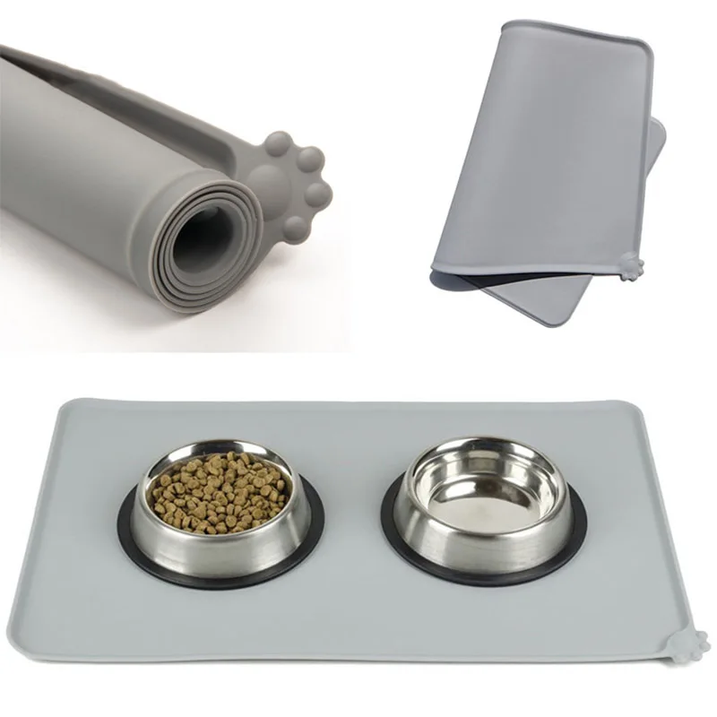 Водонепроницаемый коврик для питомцев однотонный силиконовый миска кормления