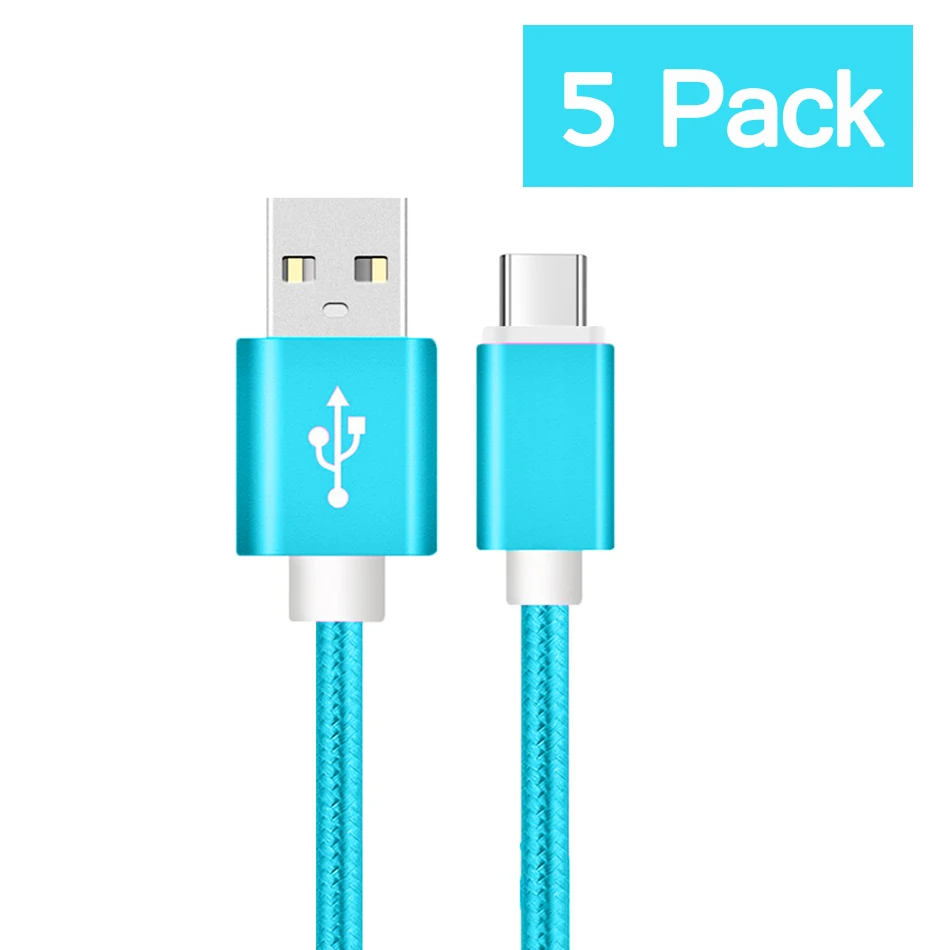Blue 5 шт. Тип usb C кабель для samsung S9 Xiaomi mi 8 A2 Lite макс 3 mi x 2 2 S Android телефон 1 м 2 м 3 м быстрой зарядки синхронизации данных Зарядное устройство - Цвет: Blue
