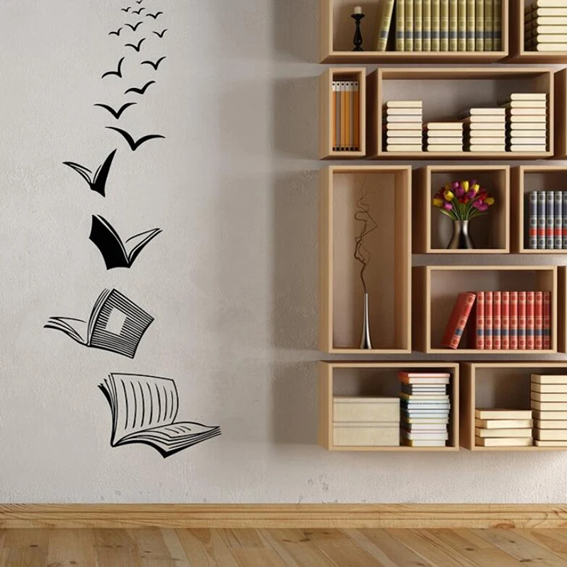 

Наклейка на стену для кабинета или спальни, открытая книжка, съемная, с мушками, для украшения дома
