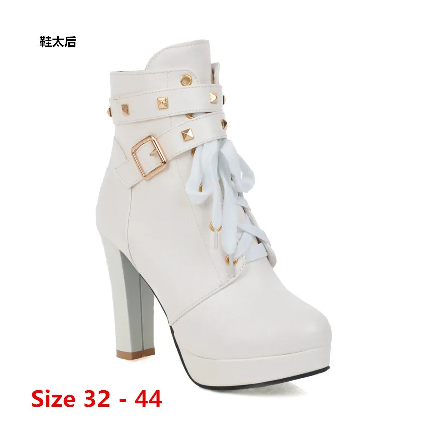 

Sexy Woman High Heel Platform Ankle Boots High Heels For Women Shoes Spring Autumn Short Boots Booties Small Big Size 32 - 44