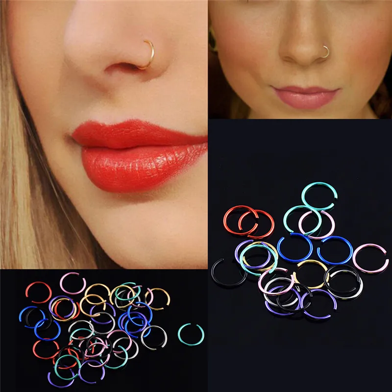 

Women Fashion choker Fake Nose Ring Hoop Nose Stud Rings Body Piercing Jewelry For Women Body Jewelry Drop Shipping 40 pcs