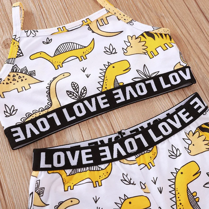 2020 летние детские комбинезоны одежда топы с принтом динозавра из мультфильма