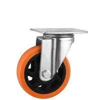 1 pc 3 inch yellow pattern caster medium double bearing orange machine equipment foot wheel