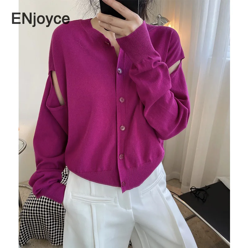 Женский вязаный тонкий кардиган винтажный однобортный свитер розово-красного