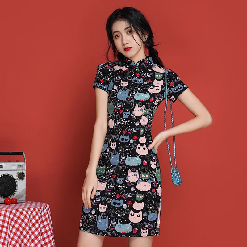 

Модифицированный cheongsam, новая короткая маленький молодая девушка летнее платье, чтобы носить ежедневно