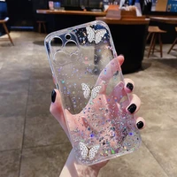 12 pro max cover camera protection glitter star phone case for iphone 12 pro max flash diamond butterfly clear cover
