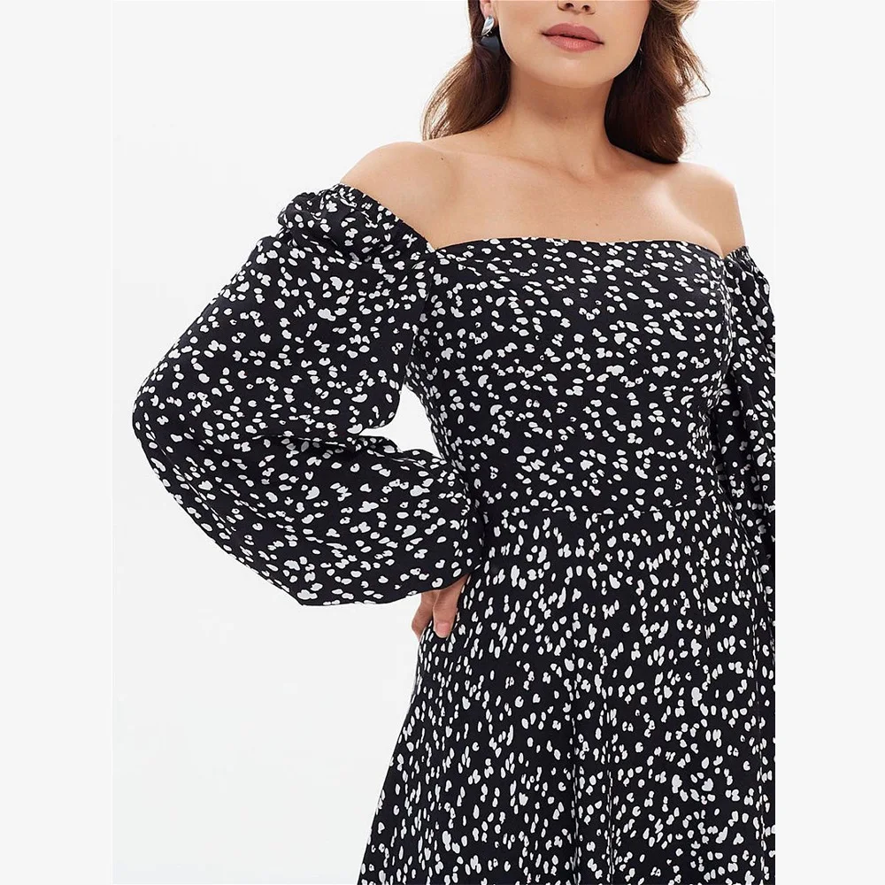 

Women Dress Autumn 2021 New Retro Square Collar Flower Print Long-sleeved French Dress Girl Chic Vestido Feminino Donsignet