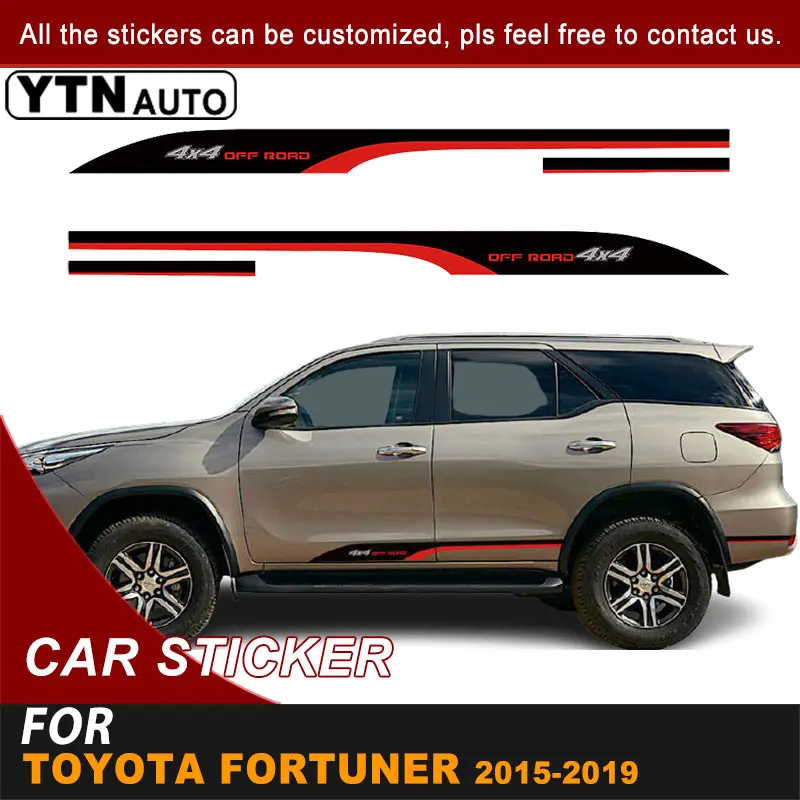 For Toyota Fortuner 2015 2016 2017 2018 2019 Side Door Body Car Stickers 4x4 Off Road Stripe Racing Graphic Vinyl Decals