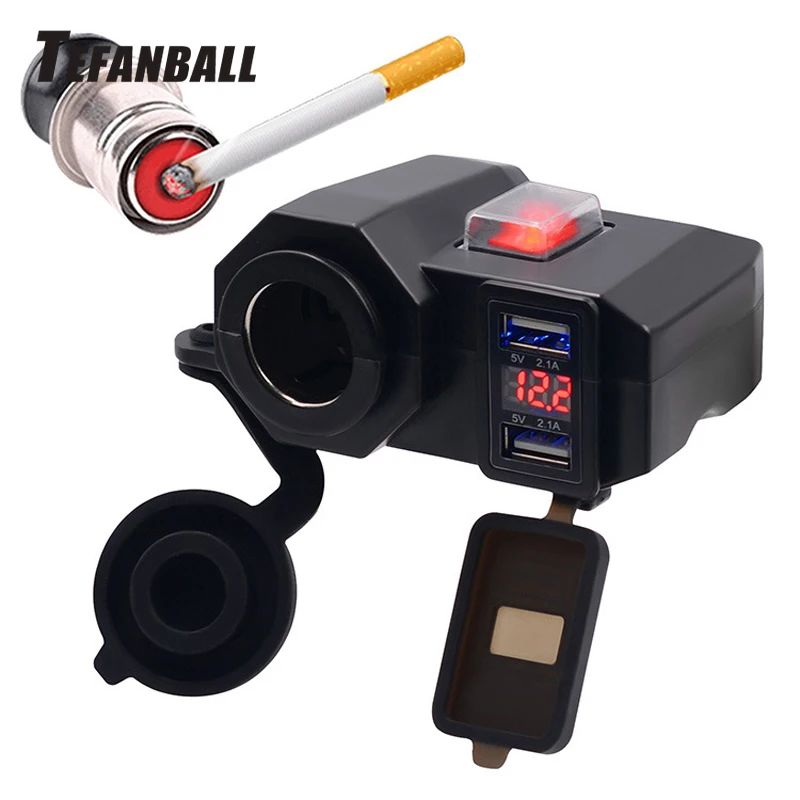 

Motorcycle Cigarette Lighter Socket Outlet Dual USB Charger LED Voltmeter+Switch High Quality Accessory Modification Accessories