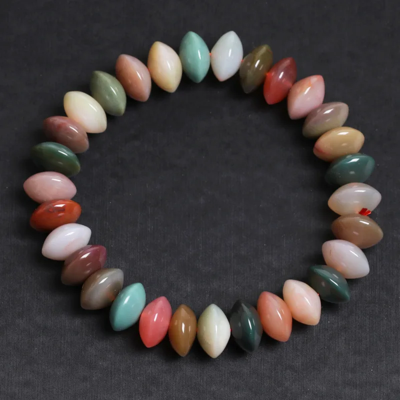 

Natural Candy Color Salt Source Agate The Abacus Hand String Colorful South Red Old Full Of Meat Single Circle Bracelet Men And