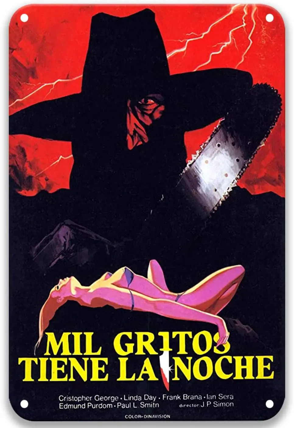 

TGDB Mil gritos tiene la Noche (1982) Tin Signs Vintage Movies Poster Plate Painted for Art Bar Bedroom Decor Home Wall 8x12