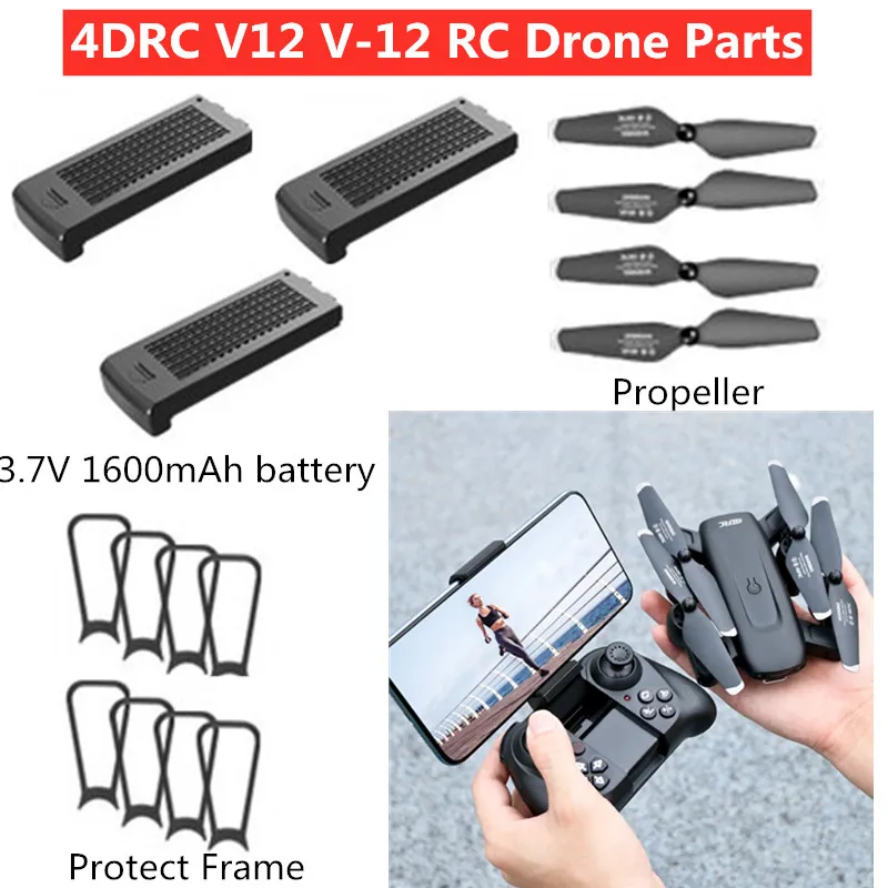

3.7V 1600mAh Battery Propeller For 4DRC V12 4D-V12 RC Drone Parts 4DRC V12 V-12 RC Drone Accessories V12 Drone Battery Blades