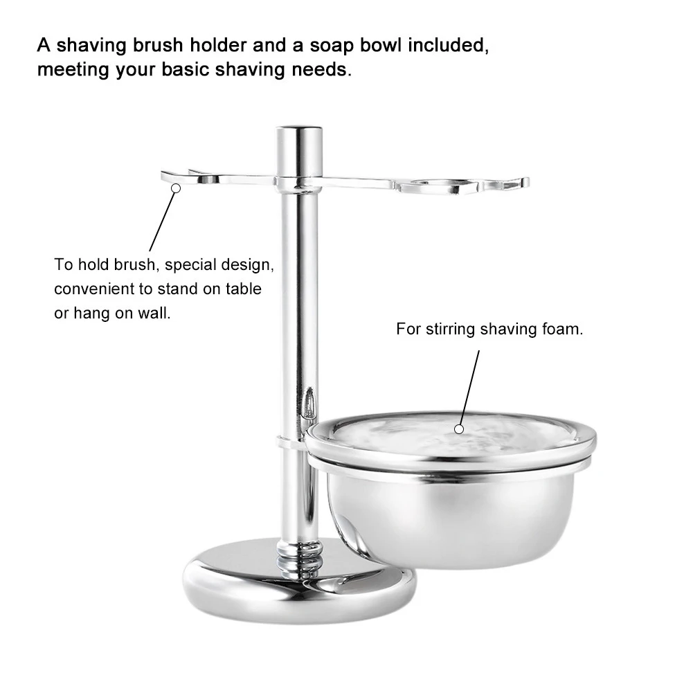 

Man Soap Bowl Razor Stand Set Shaving Brush Bathroom Safety Storage Holder Free Standing Hotel Salon Stable Universal Home