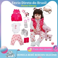 reborn baby doll 48cm full silicone body can bath girl brown eyes giraffe in stock sent from brazil
