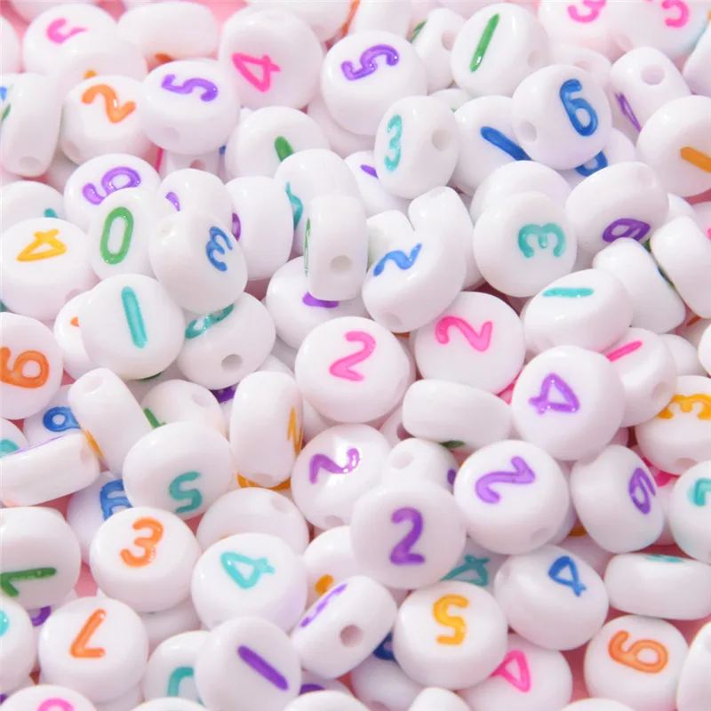 

100pcs Mixed Number Acrylic Beads Flat Round Beads DIY Necklace Bracelet For Jewelry Making Craft Gift