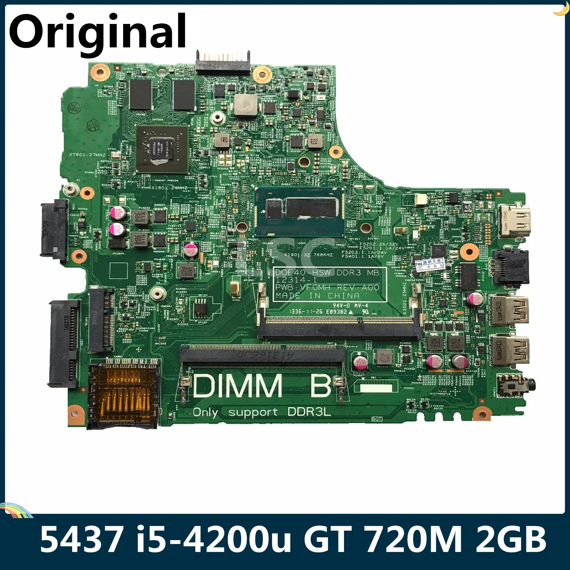 СОП для DELL Inspiron 3437 5437 Материнская плата ноутбука CN 0YFV4C YFV4C SR170 I5 4200u GT 720M 2GB DOE40 HSW 12314 1