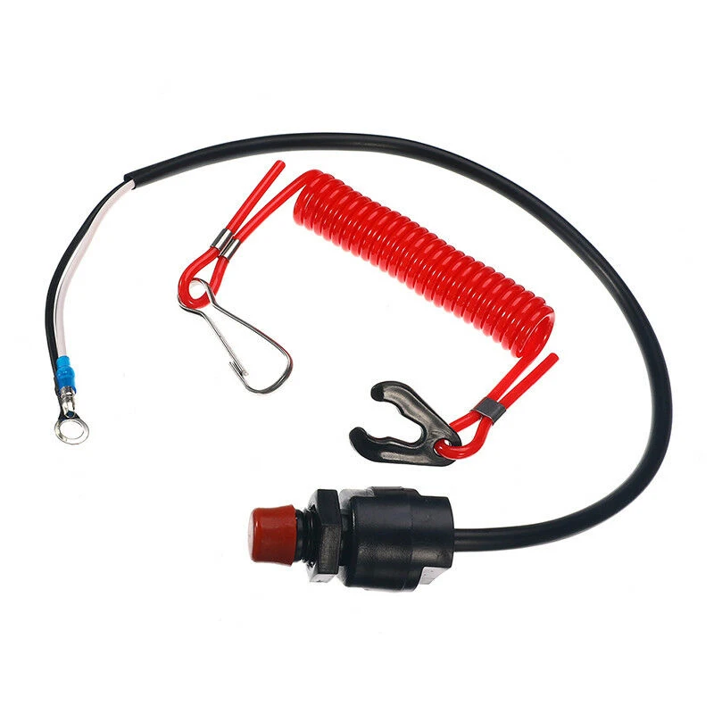 Emergency Kill Stop Switch Outboard Cut Off Boat Motor Emergency Kill Stop Switch 2.8x5.5cm W/Safety Tether Lanyard