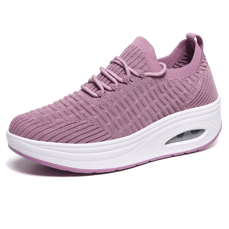 

New Fashion Breathable Mesh Wedges Heel Shoes Sneakers Female Spring Autumn Platform Casual Vulcanize Thick Bottom Shoes Woman