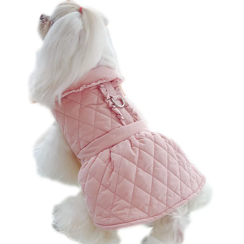 

Girls Dog Clothes Dog Padded Jacket Winter D-Ring Harness Vest Coat Princess Dress For Small Medium Dogs Bichon Pet Clothing XXL