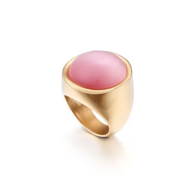 pink Многоцветное кольцо с опалом и камнем, женские вечерние кольца из нержавеющей стали, антиаллергенные кольца, женские кольца, опт, подарок другу - Цвет основного камня: pink