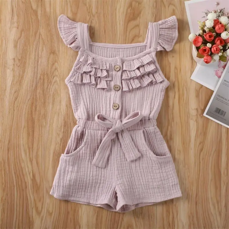 

Newborn Kids Baby Boys Girls Solid Bodysuit Ruffle Romper Jumpsuit One-Piece Outfits Playsuit Sunsuit