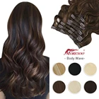 Moresoo наращивание волос с зажимом, человеческие волосы, волнистые волосы, полноголовочная машина, невидимые волосы с Двойным Зажимом Для Женщин, шиньон