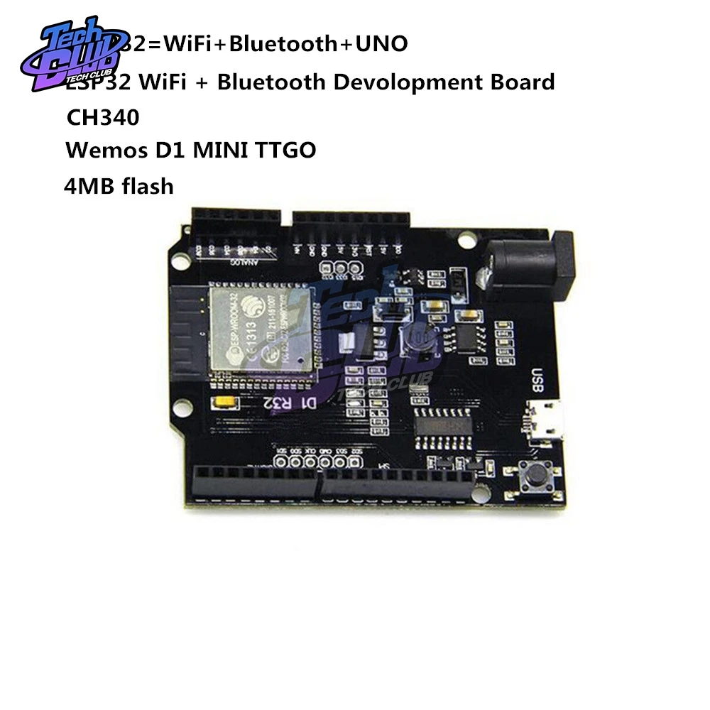 Беспроводная макетная плата ESP32 с Wi Fi и Bluetooth для Wemos D1 Mini Arduino UNO R3 R32 CH340 4 м памяти