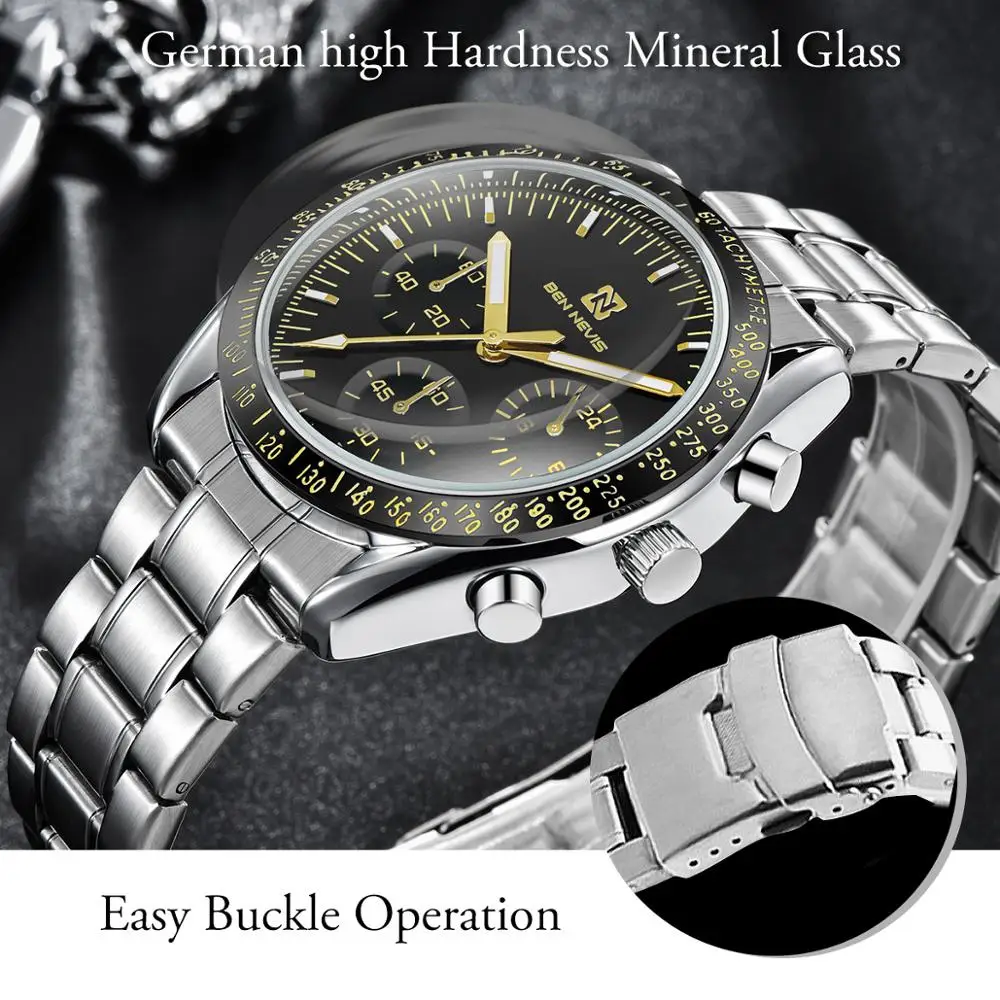 

Ben Nevis fashion Leisure sport quartz men's watch multi functional business waterproof Luminous men's clock Luxury watch gift