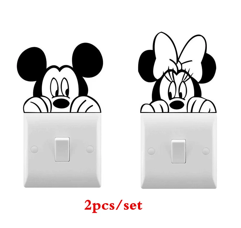 2 шт./компл. Микки и Минни Маус настенные виниловые обои Стикеры милый светильник