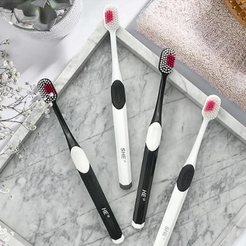 

2pcs Soft-bristle Heart Couple Brush Teeth Eco Friendly Adult Toothbrush
