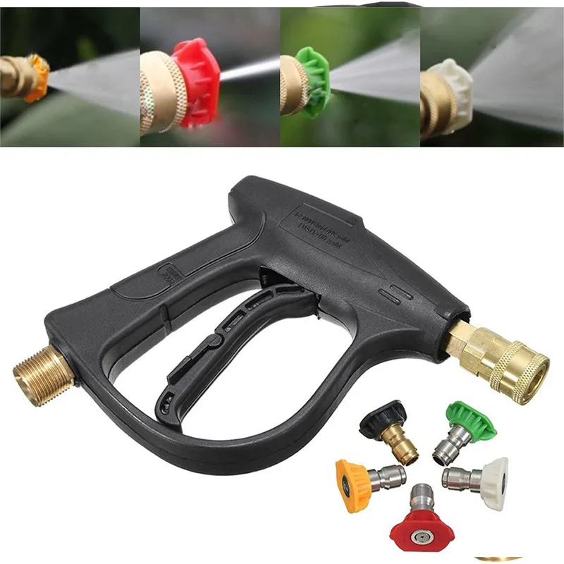 

High Pressure Washer Gun With 5 Piece 1/4" Quick Nozzle M22*14 Male Thread Car Washer Water Gun 3000PSI Car Washer Gun