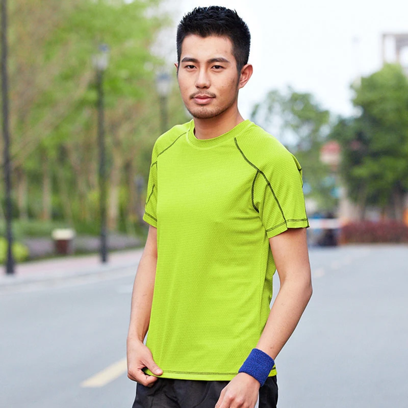 

2021 Men Quick Dry Running T Shirt Loose Tops Breathable Yoga Camping Hiking Cycling T-shirts Tees Asian Size