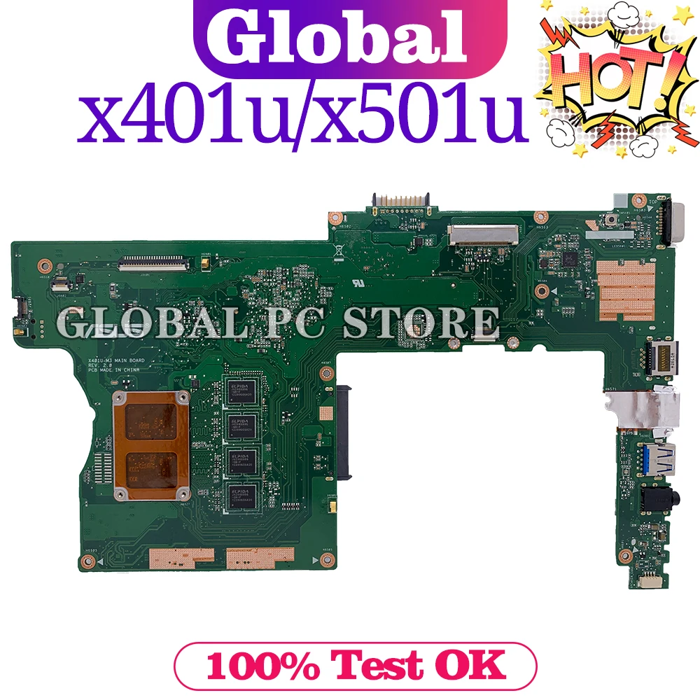 Материнская плата KEFU для ноутбука ASUS X401U X501U материнская 100% ТЕСТ ОК 4GB-RAM - купить по