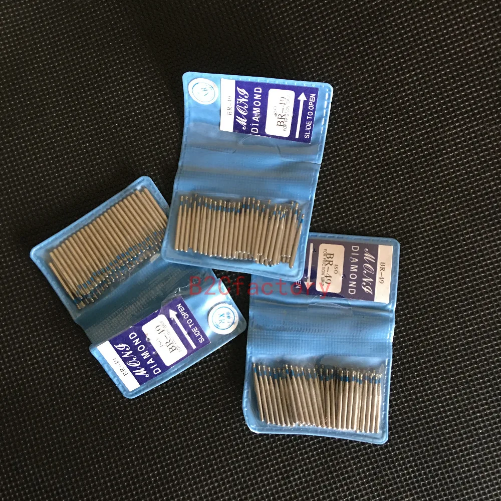 Диамантовые буры для зубов BR серии шарообразной формы, 150 штук в 3 мешках, высокоскоростные сверла для ручных инструментов с щетками.