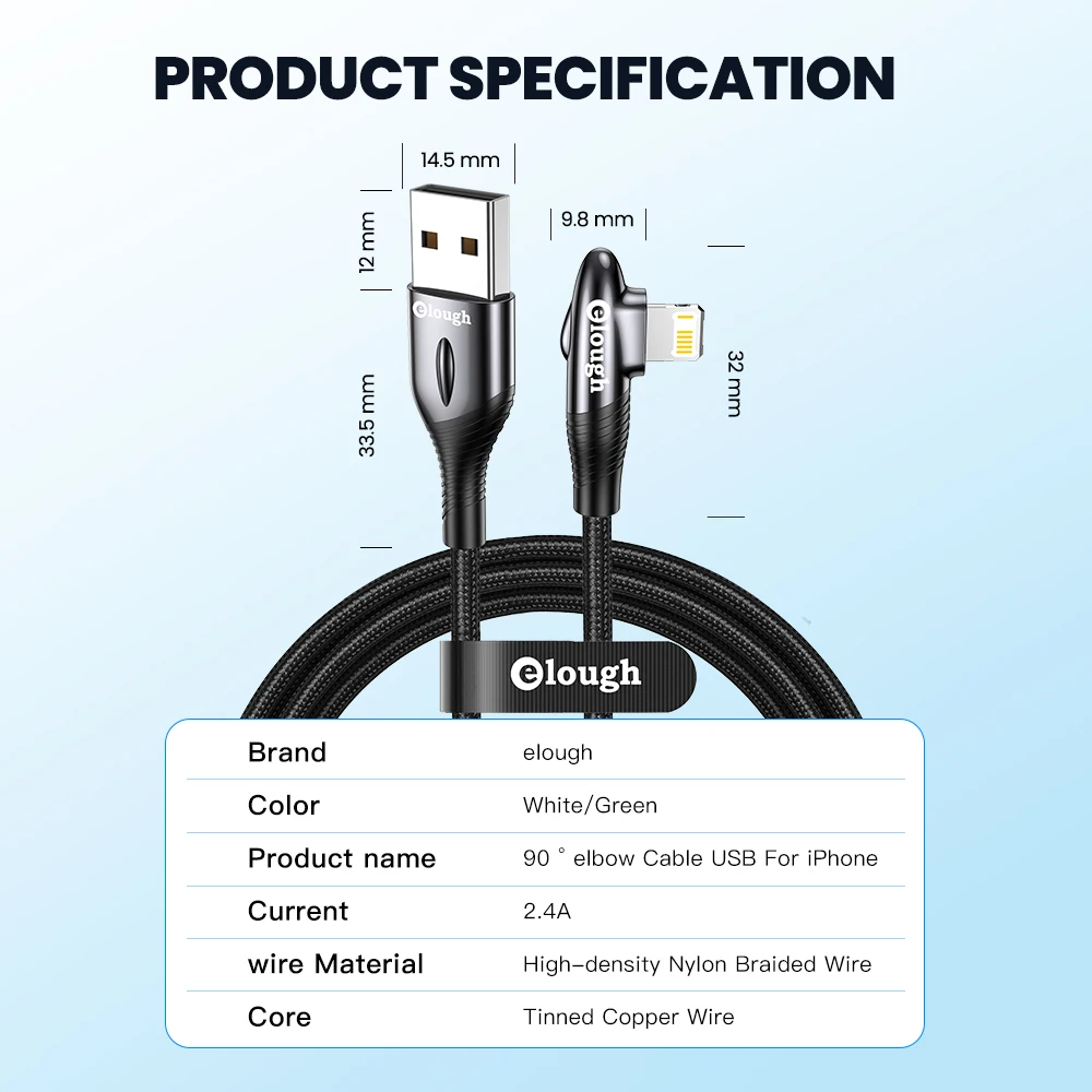 Elough USB Cable For iphone Cable 12 13 pro max X Xr 8 7 6 Fast Charging Charger Lighting Cable For iphone 11 USB Data Wire Cord