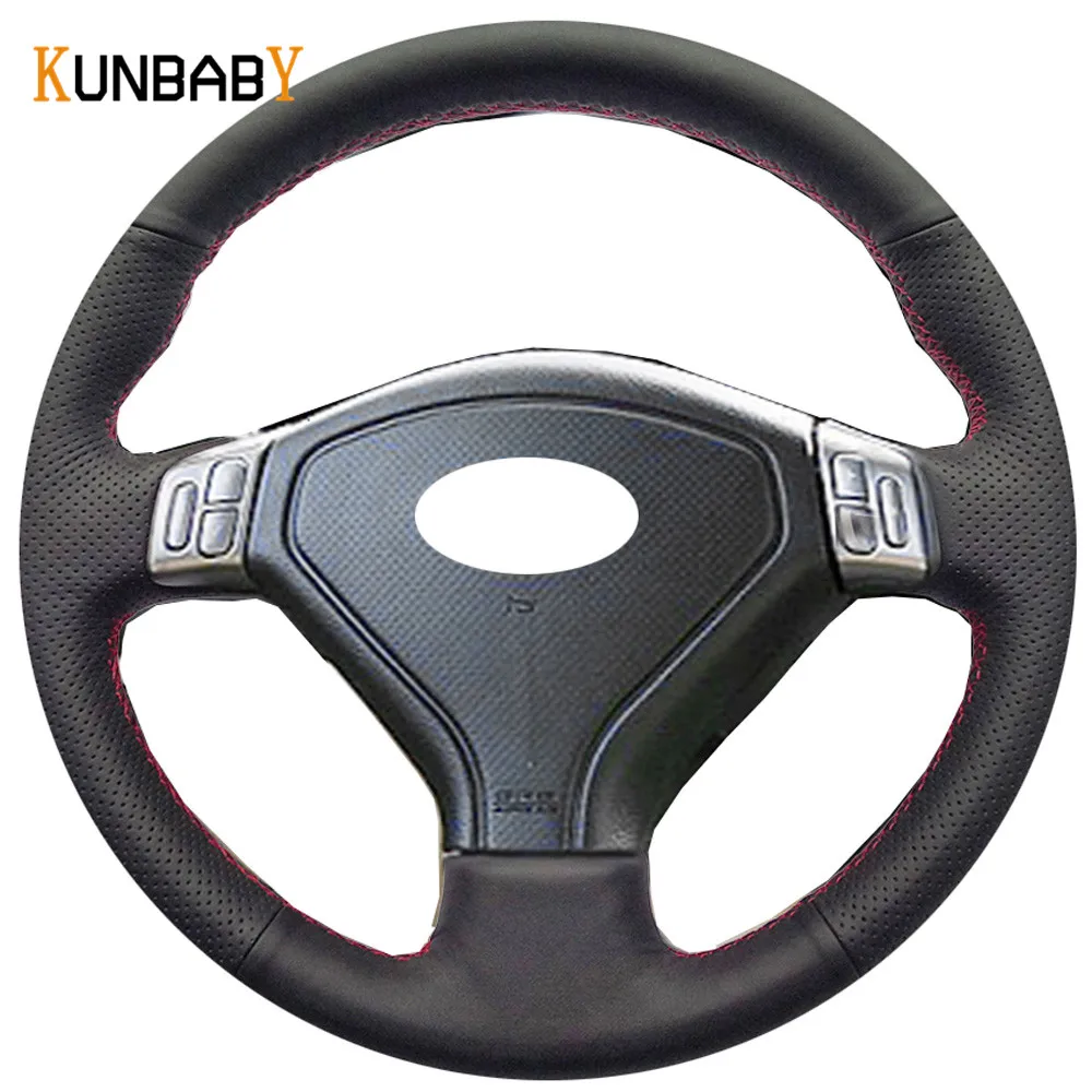 KUNBABY черный из натуральной кожи DIY чехол рулевого колеса автомобиля для Subaru Forester
