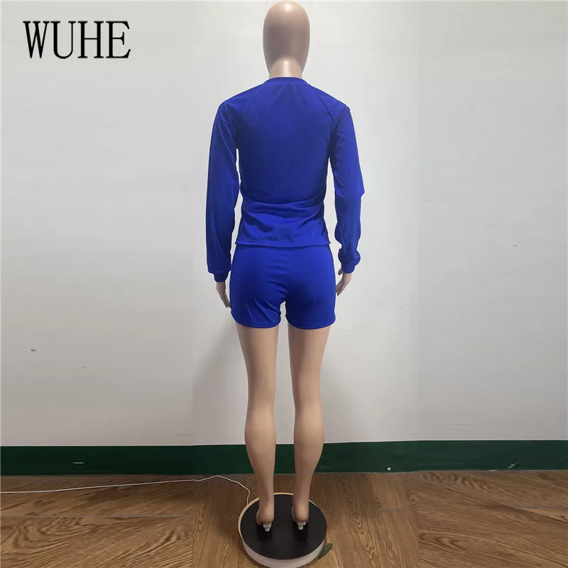 

YEYA Sports Comfortable Two Pieces O Neck Long Sleeve Crop Top and Pockets Drawstring Shorts Pants Casual Joggers Tracksuits