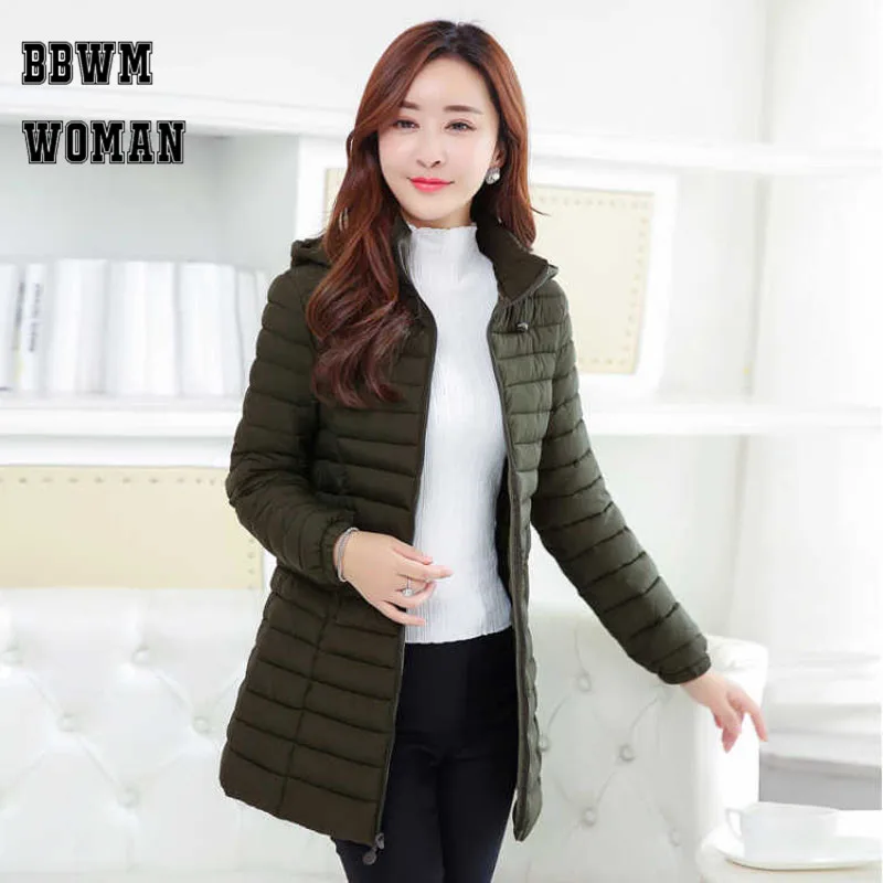 Легкие хлопковые длинные однотонные парки с длинным рукавом зимнее теплое