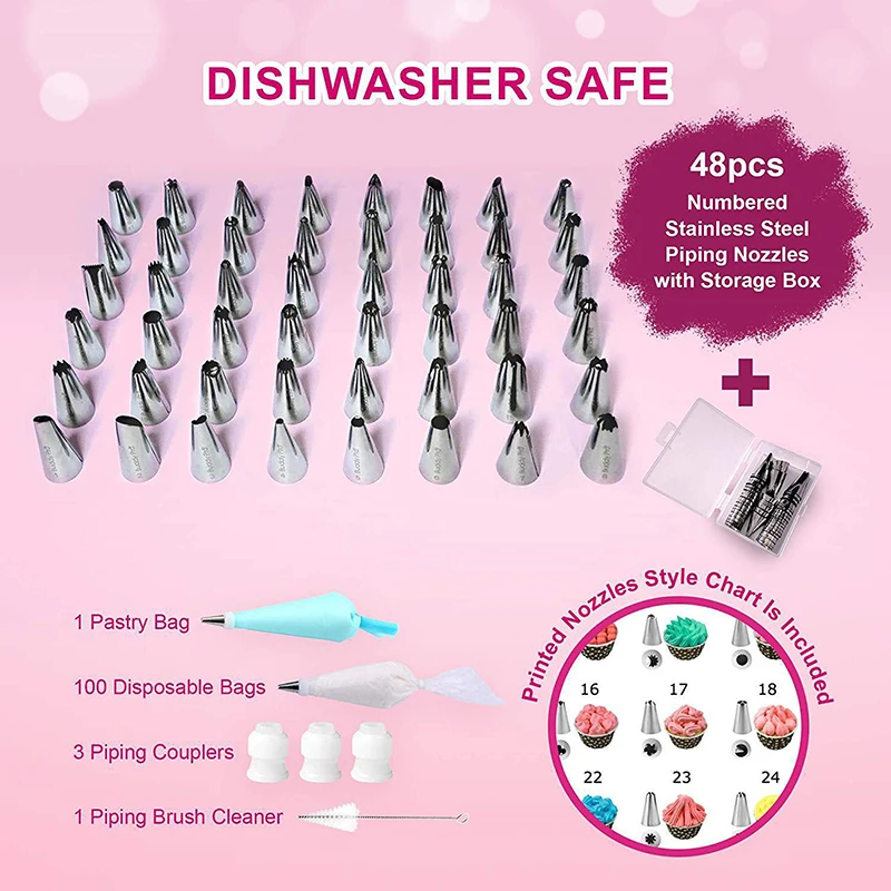 172-Piece Cake Turntable Decorating Nozzle Set Tools with Piping Bag TPU Russian Reusable Mold | Дом и сад
