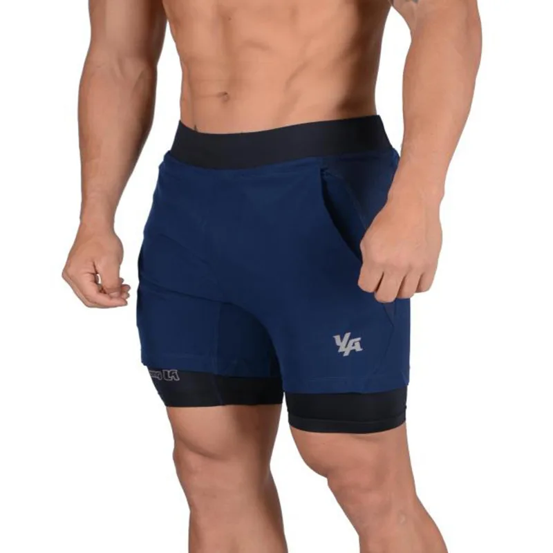 

Summer Running Shorts Men Gym Fitness Training Sports Quick Dry Workout Short Pants Jogging 2 In 1 Basketball Shorts Man 2021