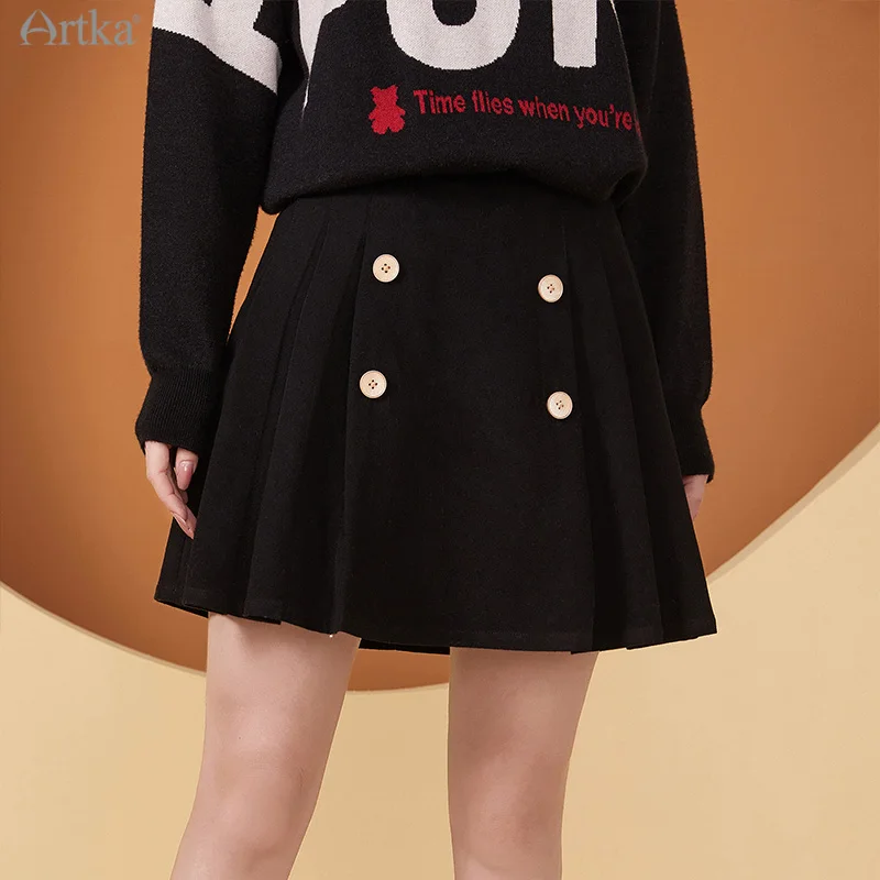 

Юбка Женская шерстяная, трапециевидная, с высокой талией, в складку, на зиму, QA25008D, 2020