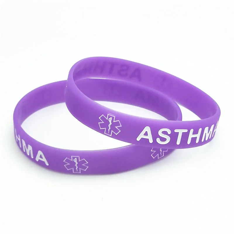 1 шт. медицинский браслет с астмой оповещение силиконовый Резиновая лента