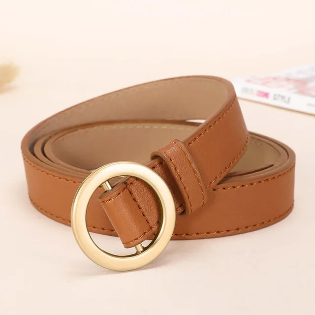 SSM01 brown gold NO. ONEPAUL женский ремень с и пряжками, Золотая Пряжка, джинсы, дикие ремни для женщин, модные, студенческие, простые, новые - Цвет: SSM01 brown gold