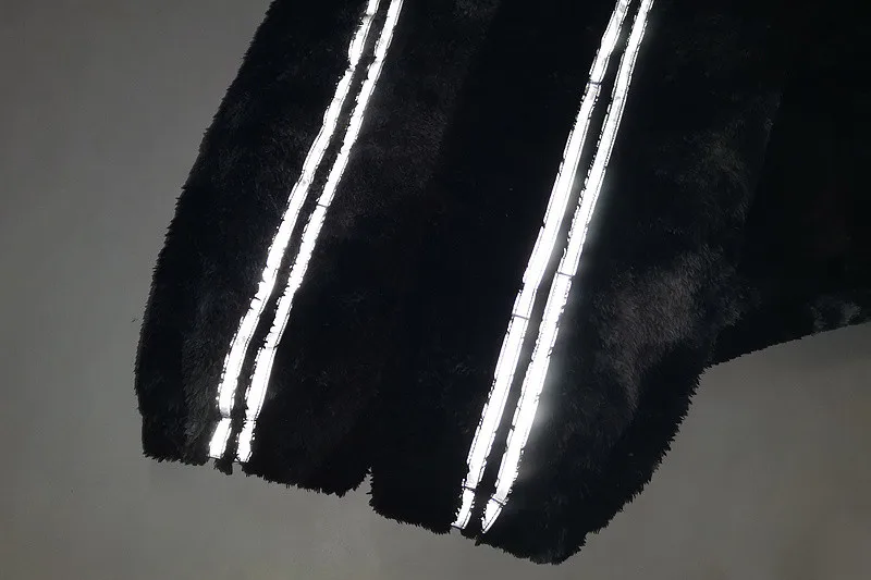 

2020 Winter Thick Fleece Oversize Tie Dye Parka Coat Reflective Article Side Striped Zipper Jacket Men Hip Hop Swag Black/Purple